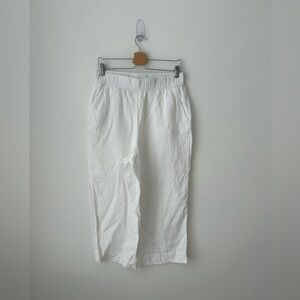 White linen high waist pant